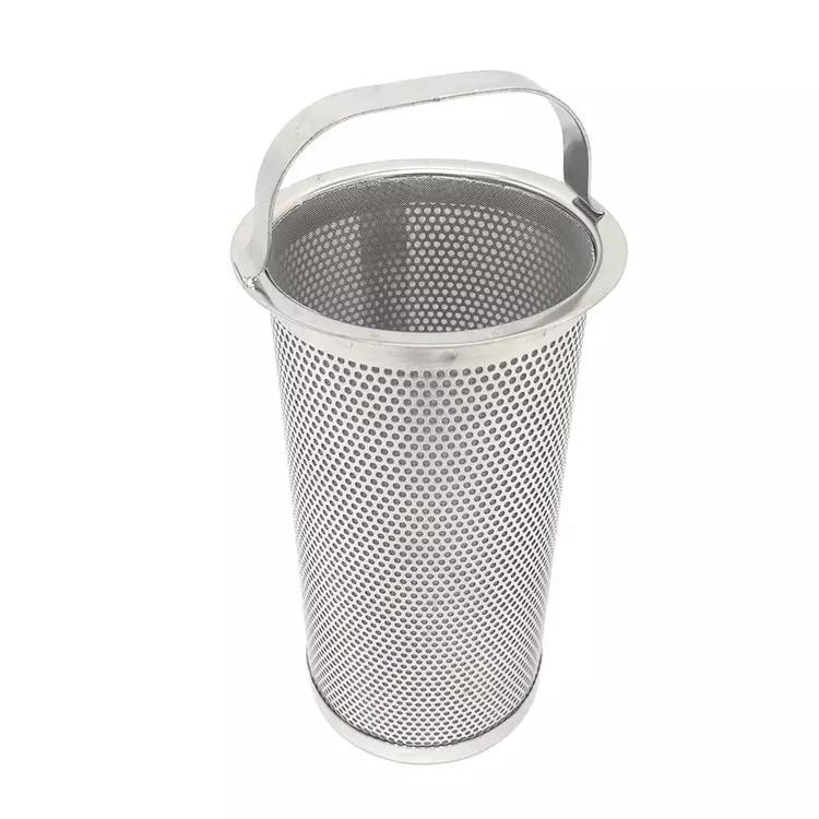 Stainless Steel 304 316 Perforated Metal Basket Filter 